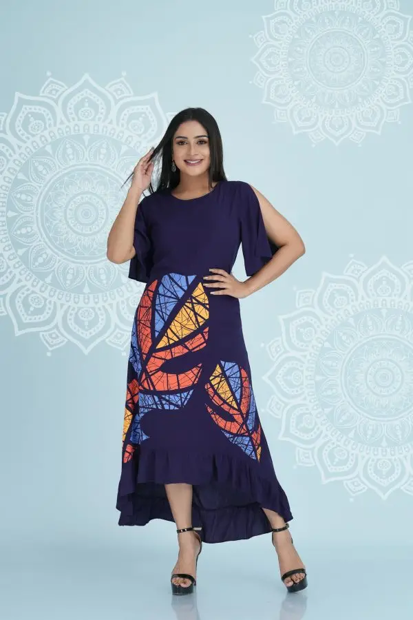 Printed Frill Detailed Maxi Dress - Image 2