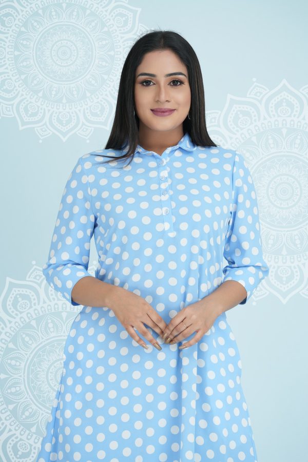 Polka dot shirt collared short tent dress