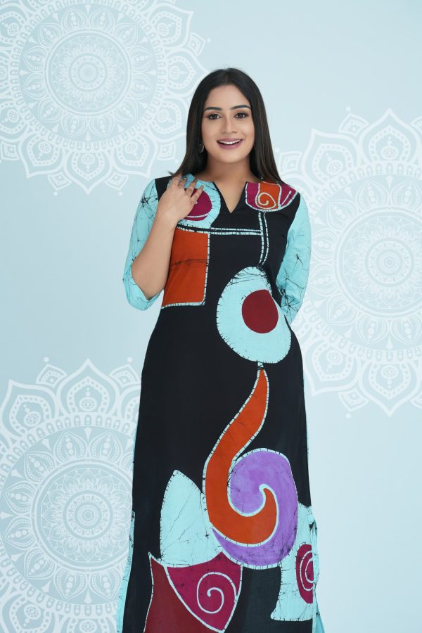 Abstract Printed Batik Maxi Dress - Image 3