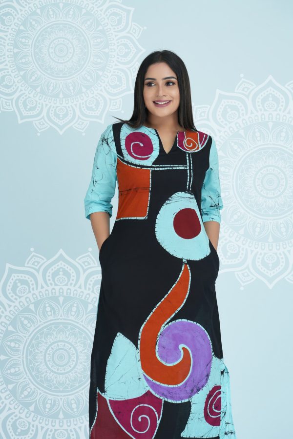 Abstract Printed Batik Maxi Dress - Image 4