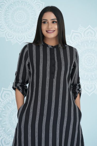 Striped Button Up Shirt Dress