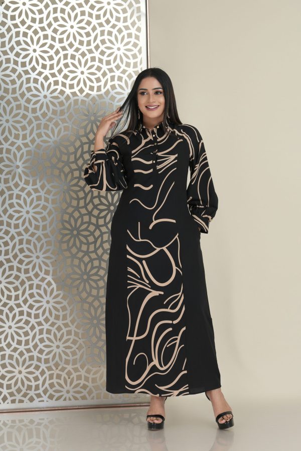 Abstract patterned color-block maxi dress