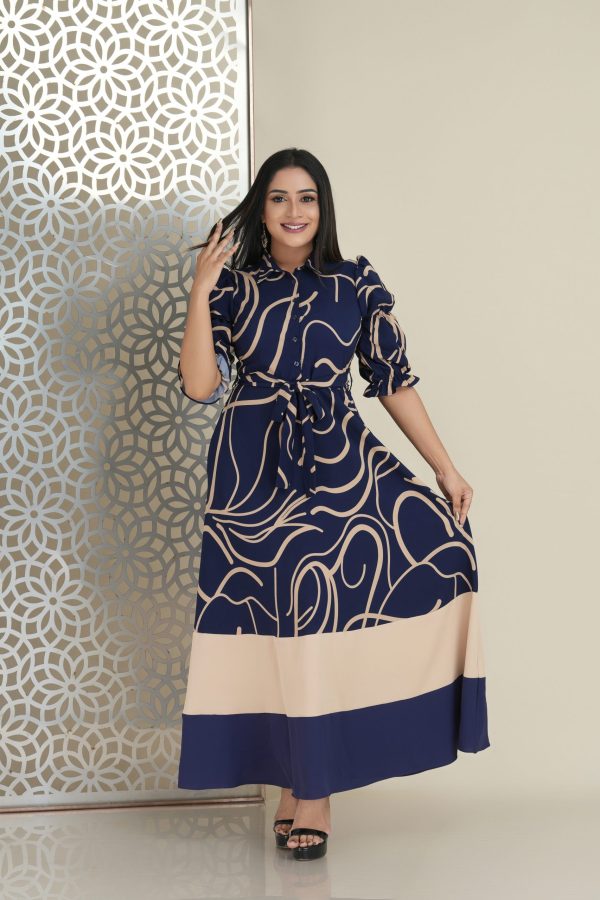 Abstract patterned color-block maxi dress