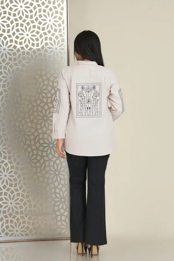 Sleeve & back applique detailed button up shirt blouse - Image 5
