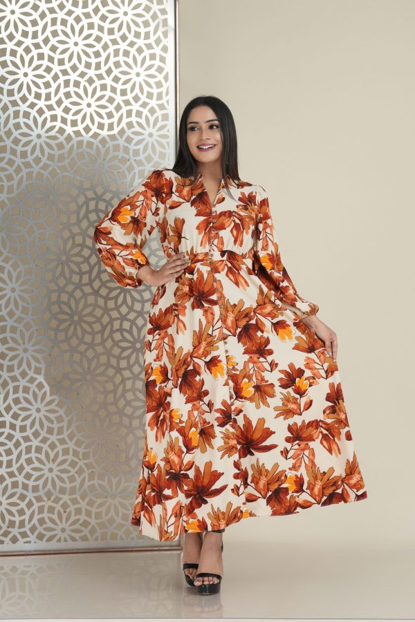 Floral patterned button up maxi dress