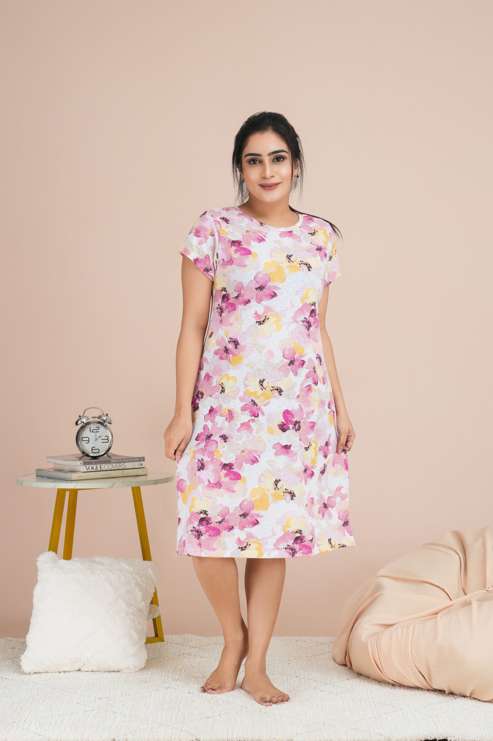 Floral Patterned Loose-fit Nightdress - La Vivente