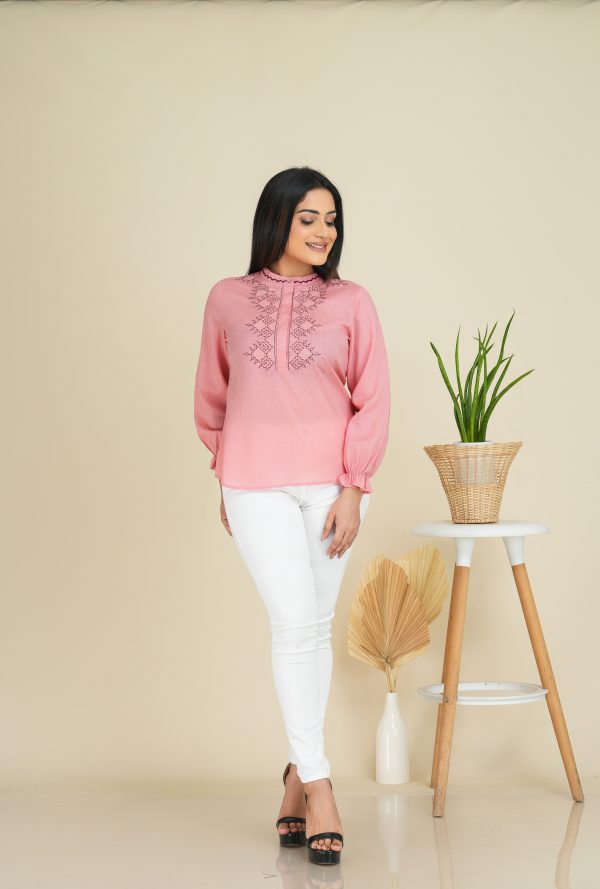 Embroidered Linen Top - Image 3