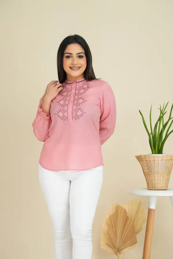 Embroidered Linen Top - Image 2