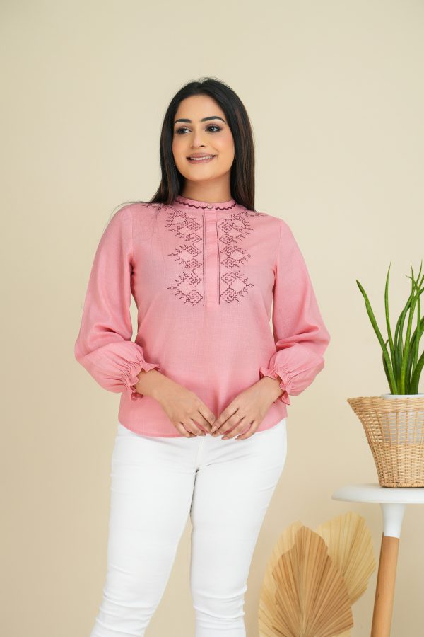 Embroidered Linen Top