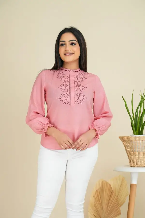 Embroidered Linen Top