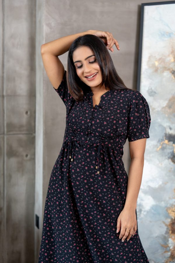 Floral Patterned Tie-Up Detailed Maxi Dress - Image 2