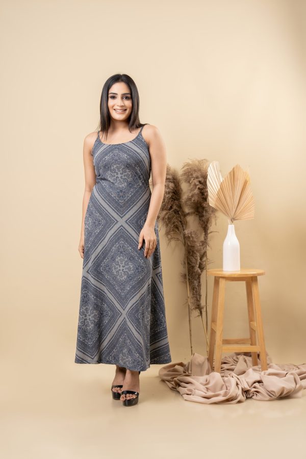 Geometric Patterned Strappy Maxi Dress - Image 5
