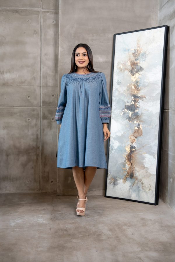 Embroidered Loose Fit Short Dress - Image 2