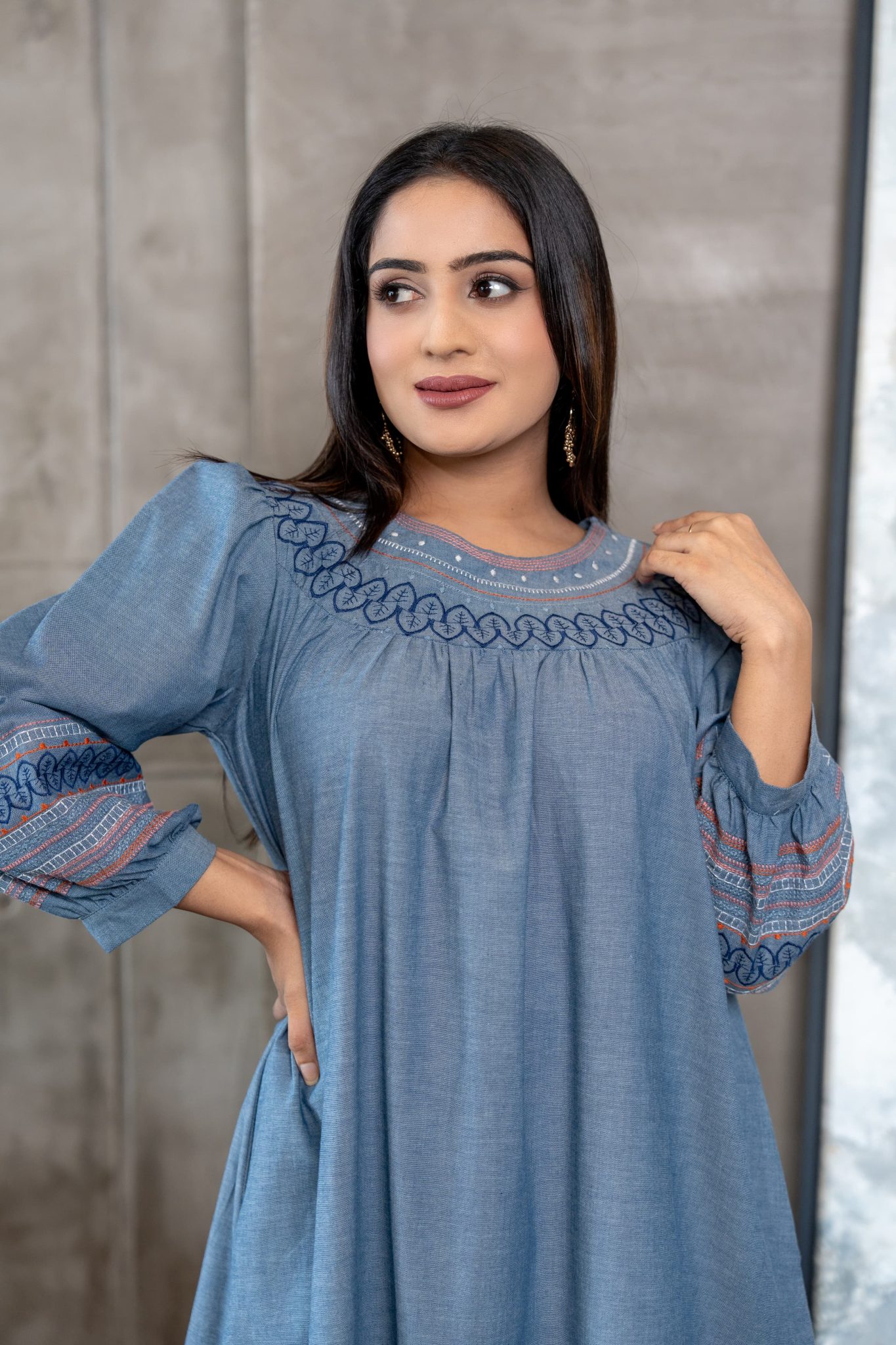 Embroidered Loose Fit Short Dress La Vivente embroidered-loose-fit-short-dress-la-vivente
