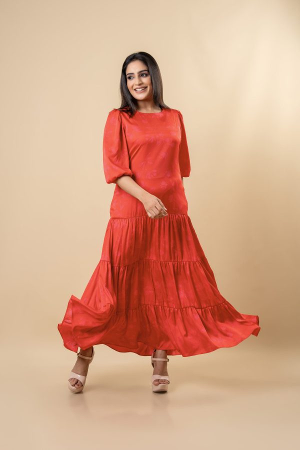 Abstract Patterned Tiered Maxi Dress - Image 3