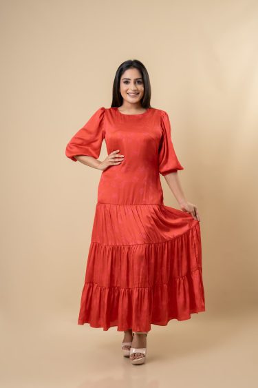 Abstract Patterned Tiered Maxi Dress