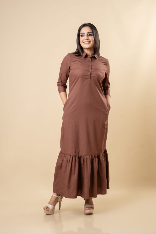Frilled Hem Button Up Maxi Dress - Image 4