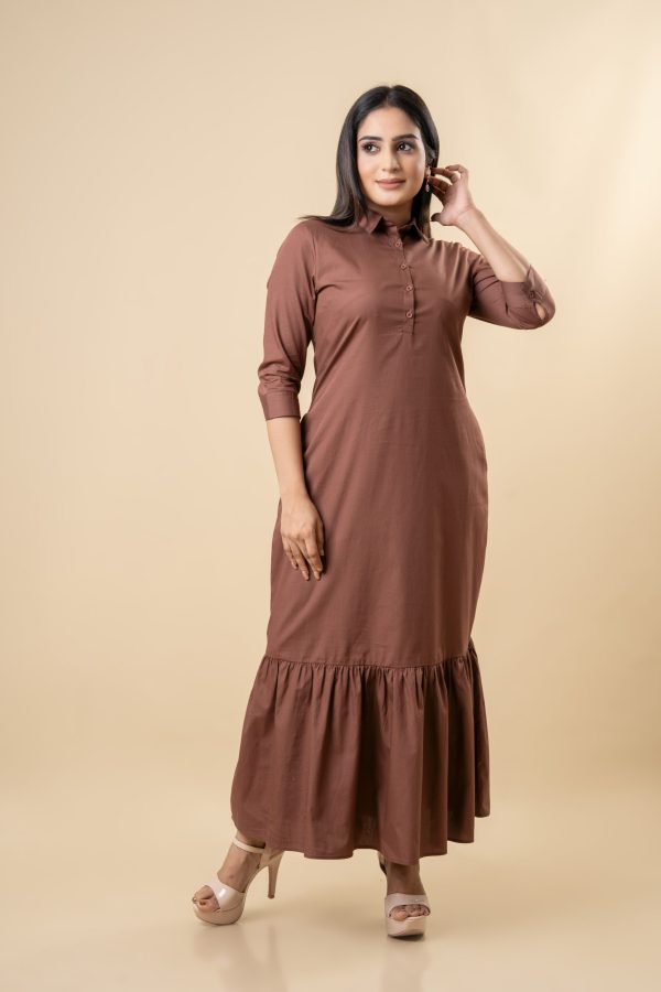 Frilled Hem Button Up Maxi Dress - Image 2