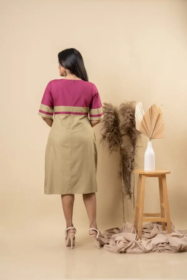 Two-Tone Contrast Short Dress - Image 5