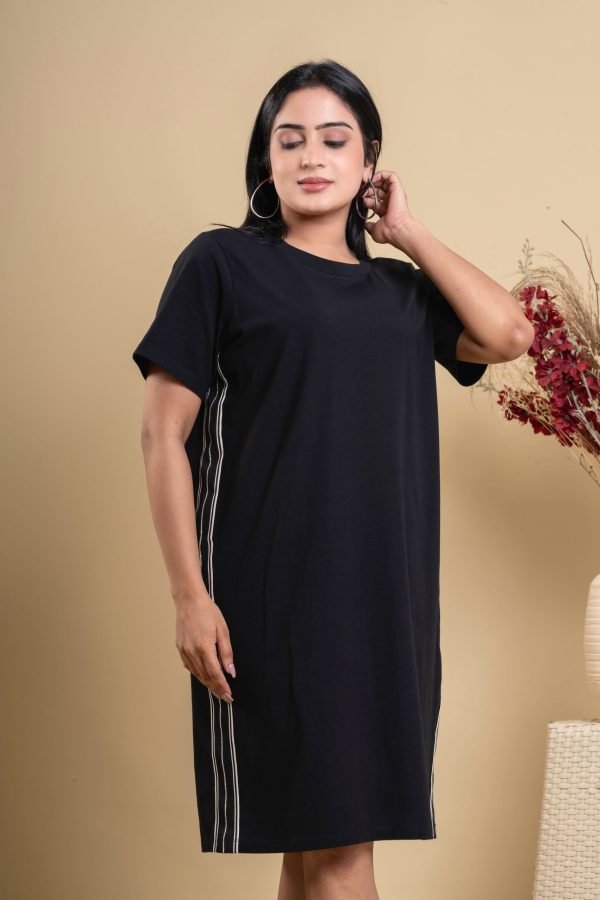 Side Decorative Detailed Loosefit T-shirt Dress - Image 2