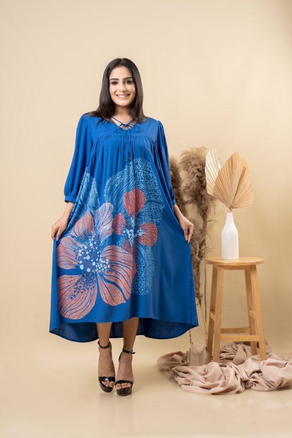 Floral Printed Tie Up Midi Dress - Image 4
