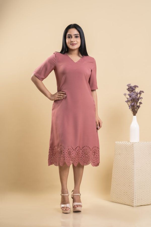 Geometric Laser Cut Midi Dress