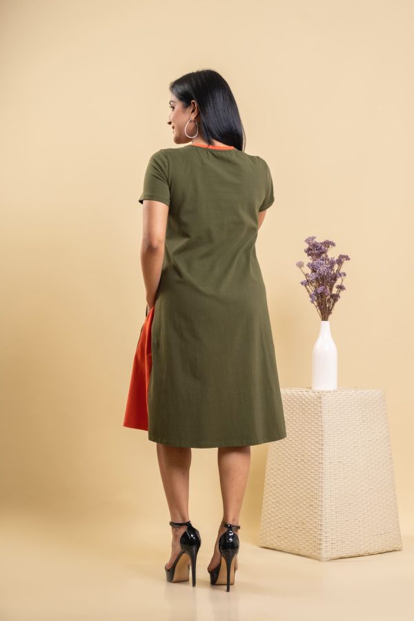 Contrast Two-Tone T-Shirt Dress - Image 3