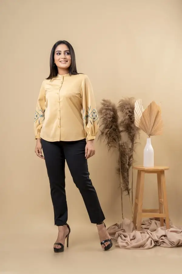 Sleeve Embroidered Button Up Shirt - Image 3