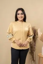 Sleeve Embroidered Button Up Shirt
