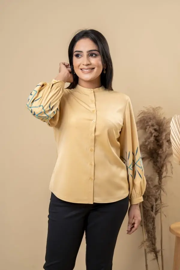 Sleeve Embroidered Button Up Shirt - Image 2