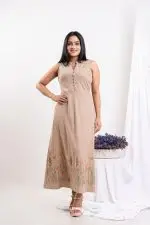 Floral Embroidered Sleeveless Maxi Dress