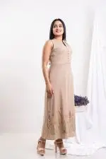 Floral Embroidered Sleeveless Maxi Dress - Image 3