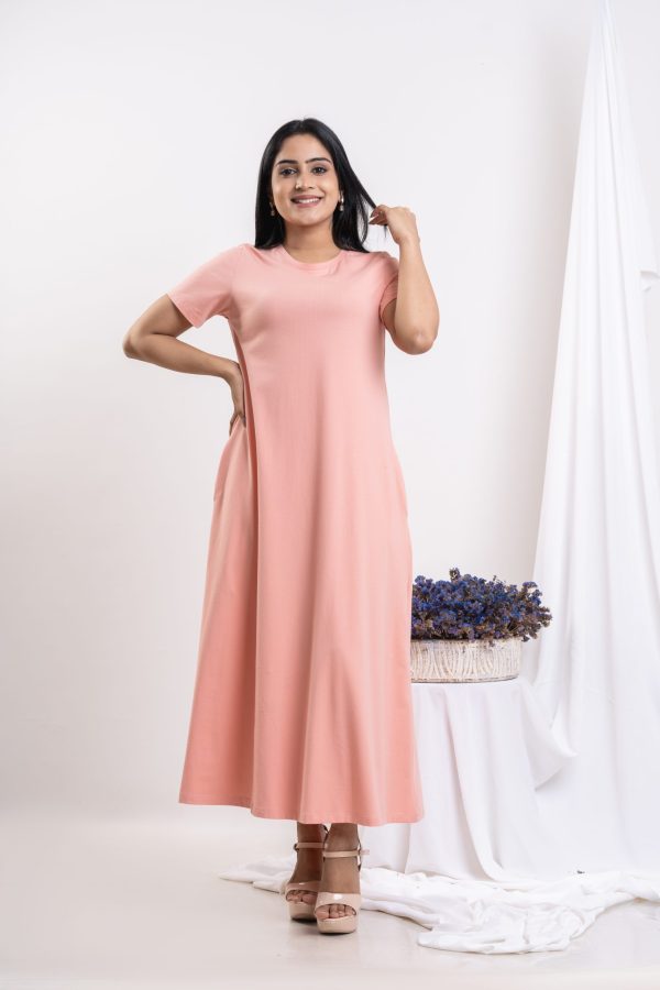 Crew necked comfy fit maxi T-shirt dress - Image 3