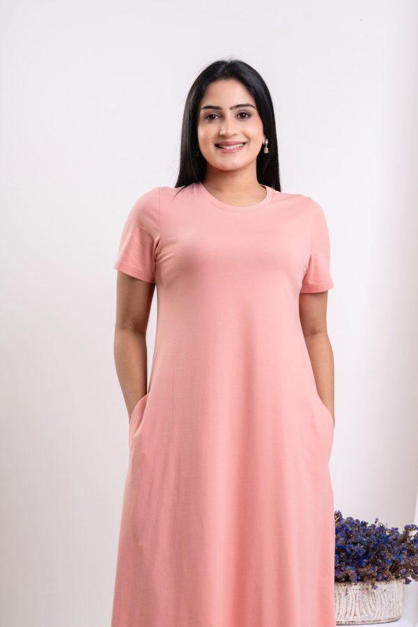Crew necked comfy fit maxi T-shirt dress - Image 4