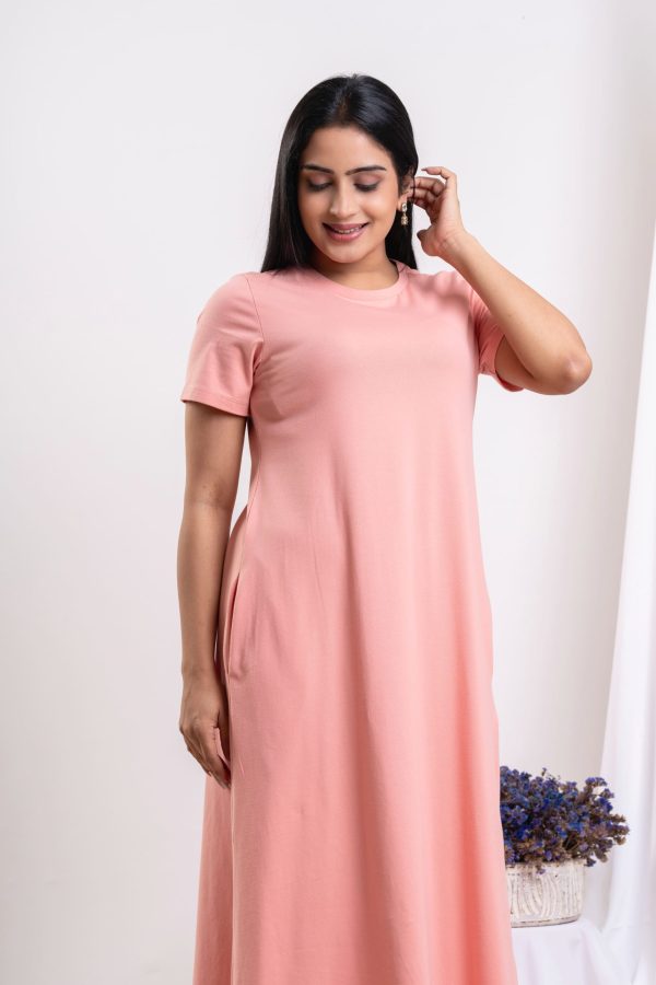 Crew necked comfy fit maxi T-shirt dress - Image 5