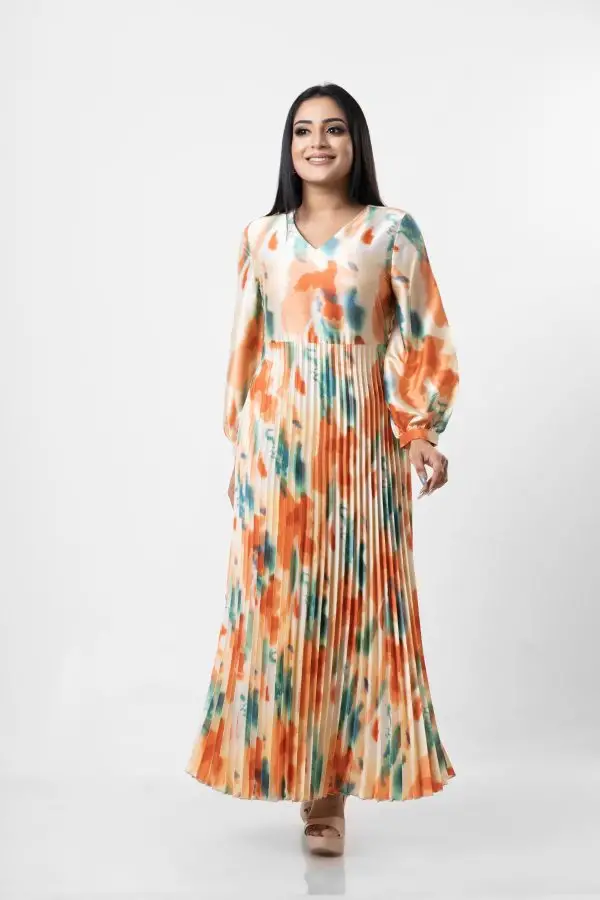 Abstract Patterned Sunray Maxi Dress - Image 3