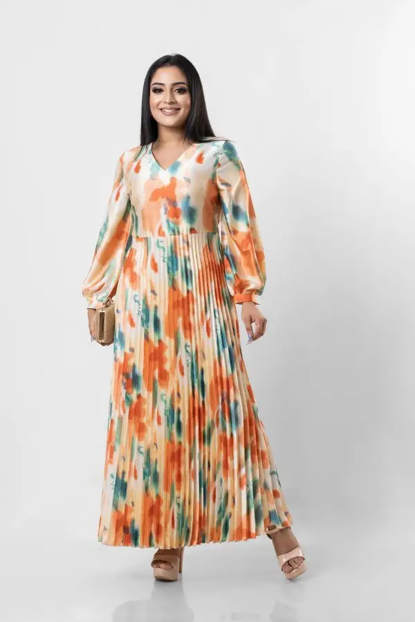 Abstract Patterned Sunray Maxi Dress - Image 2
