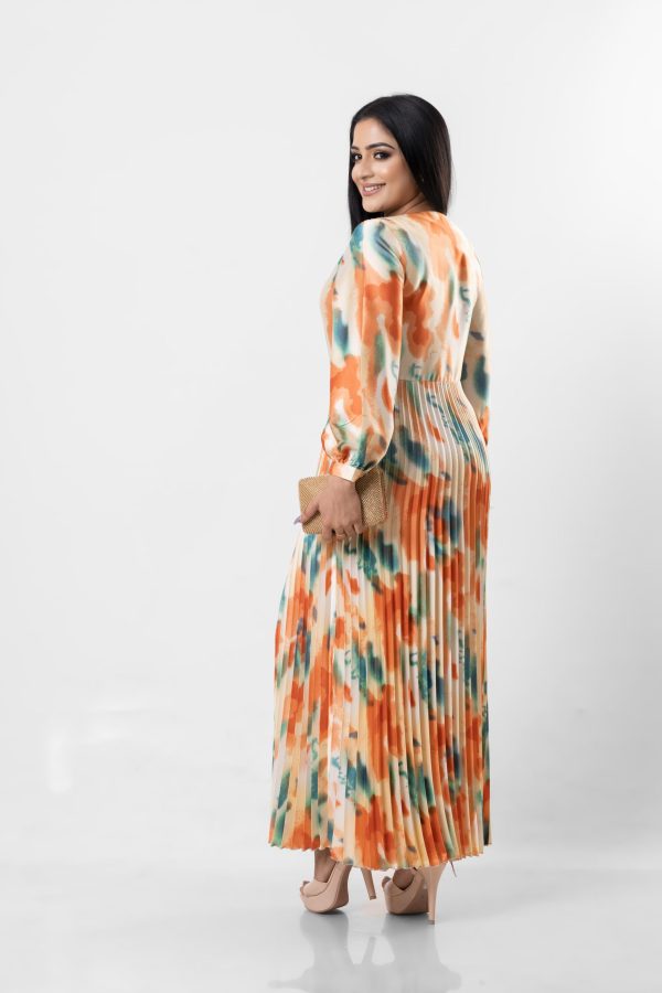 Abstract Patterned Sunray Maxi Dress - Image 4