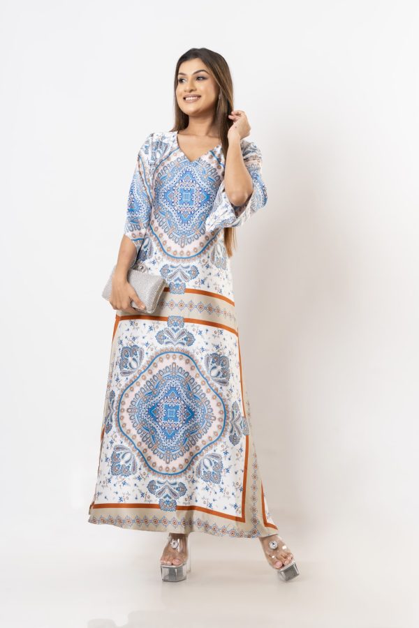 Baroque Patterned A-line Maxi Dress - Image 10