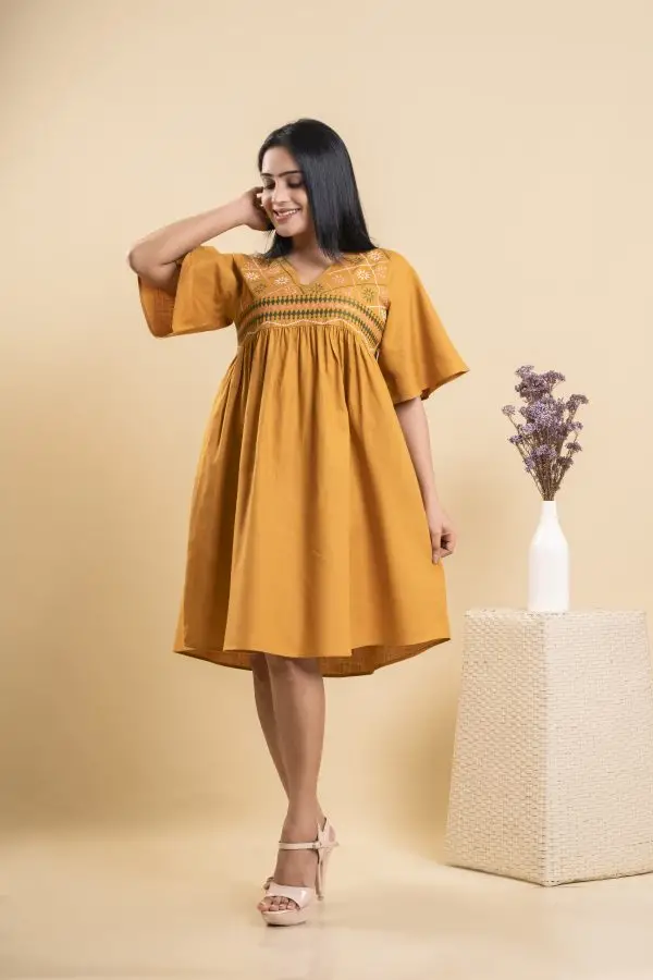 Front York Embroidered Short Dress