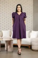 Cuff Embroidered Loose Fitted Short Dress - Image 3