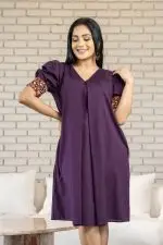 Cuff Embroidered Loose Fitted Short Dress - Image 5