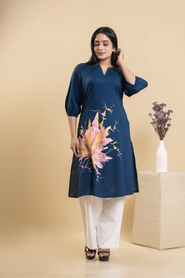 Abstract Printed Notch Necked Kurta