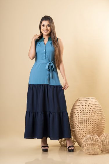Three-tone Tiered Maxi Dress