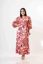 Floral Patterned Wrap-up Eveningwear Maxi Dress - Image 5