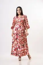 Floral Patterned Wrap-up Eveningwear Maxi Dress - Image 3