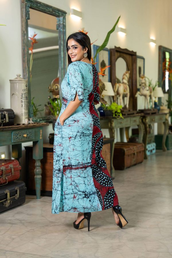 Abstract Two-Tone Batik Maxi Dress - Image 2
