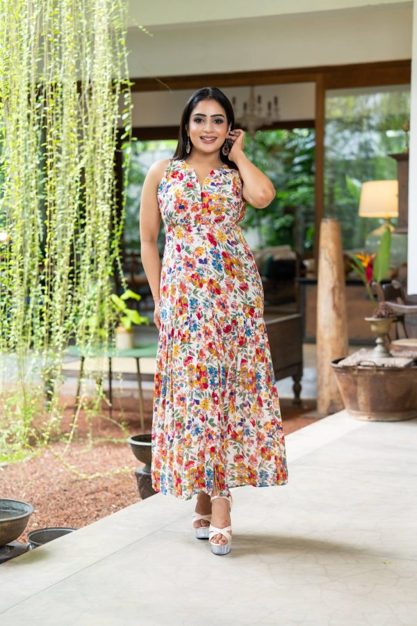 Floral Patterned Sleeveless Maxi Dress - Image 2