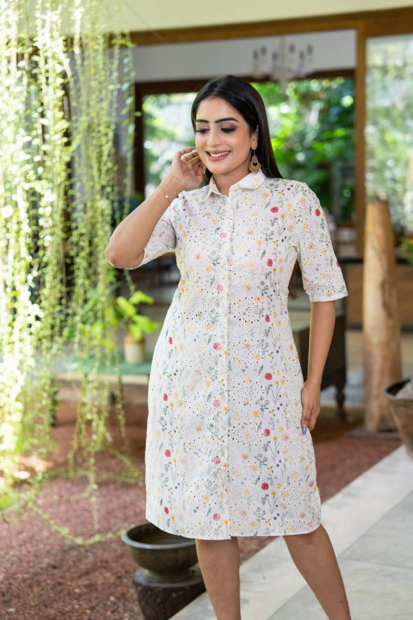 Floral Cutlon  Button Up Short Dress - Image 2