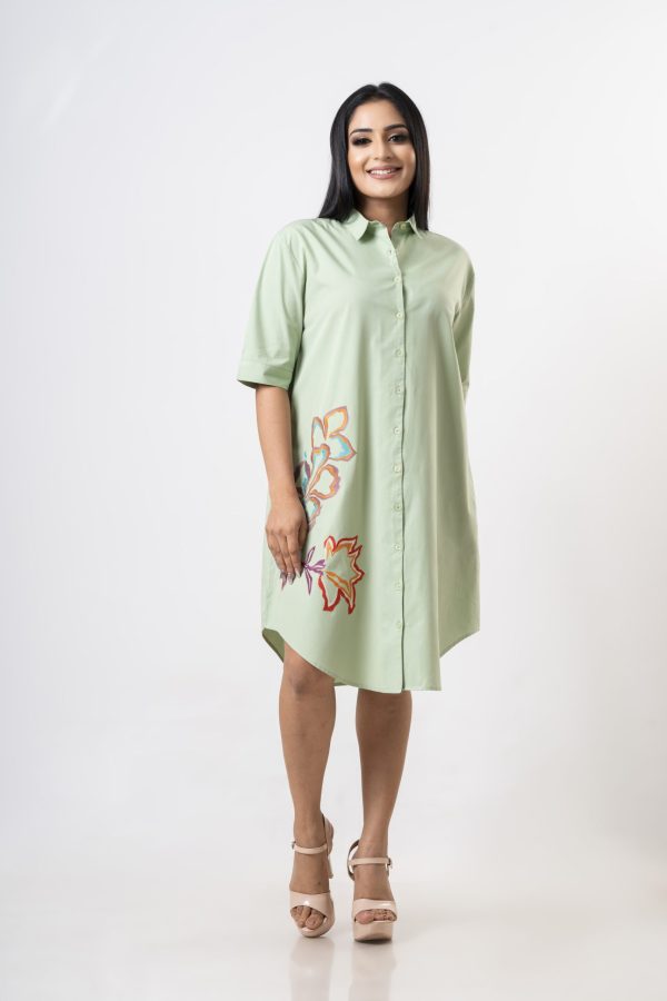 Floral Embroidered Loose-fit Short Dress - Image 2